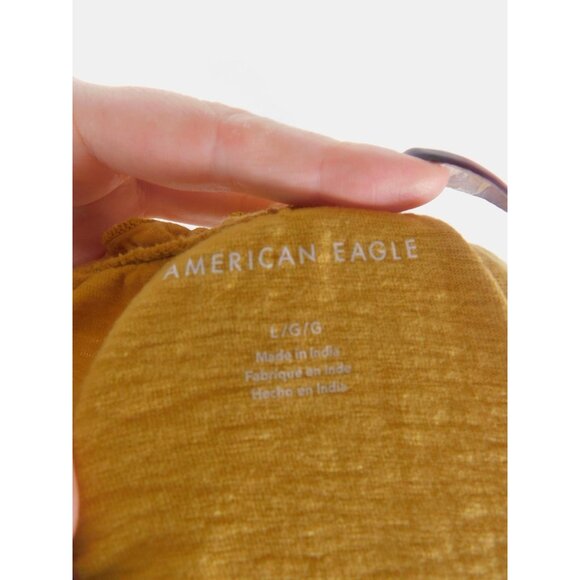 AE Yellow Off Shoulder Floral Crop Tee Boho Witch L - Picture 9 of 11